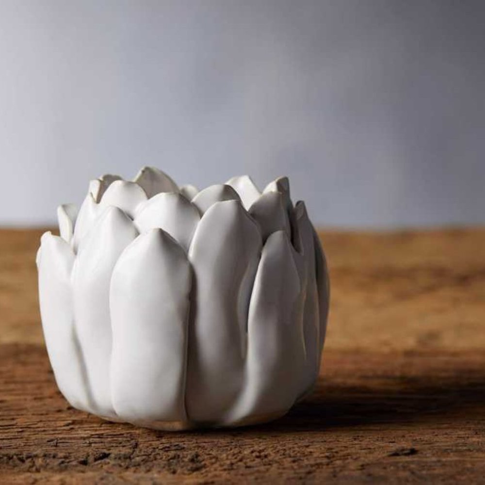 Arhaus Dahlia White Tealight Candle Holder
